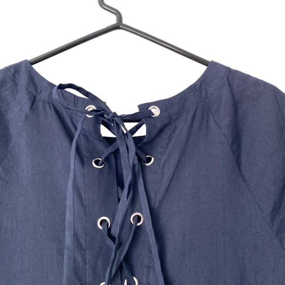 Theory Spring Navy Caliver Linen Blend Blue Lace Back Dress size 8 - Picture 6 of 9